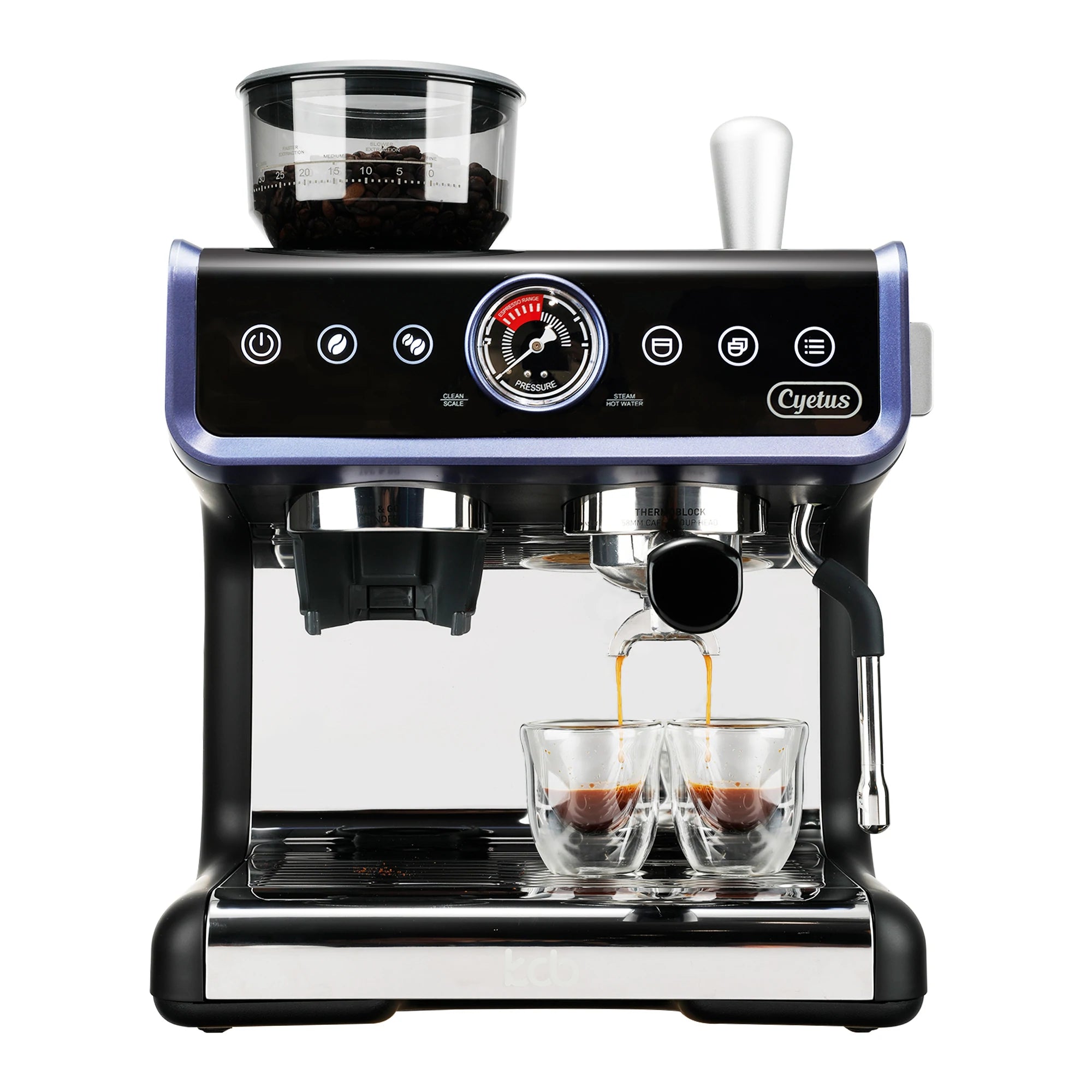 Cyetus All in One Home Barista Semi-Auto Espresso Machine Black CYK7601