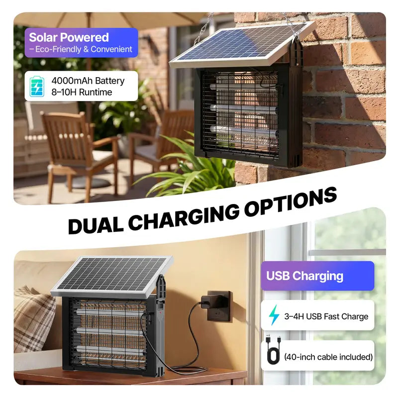 【Clearance Sale】OGERY 3500V Solar Bug Zapper, High Power Cordless Mosquito Zapper with Smart Light Sensor, Dual Solar & USB Rechargeable Insect Killer for Patio, Garden, Backyard, Outdoor Use,back to school,back to school haul